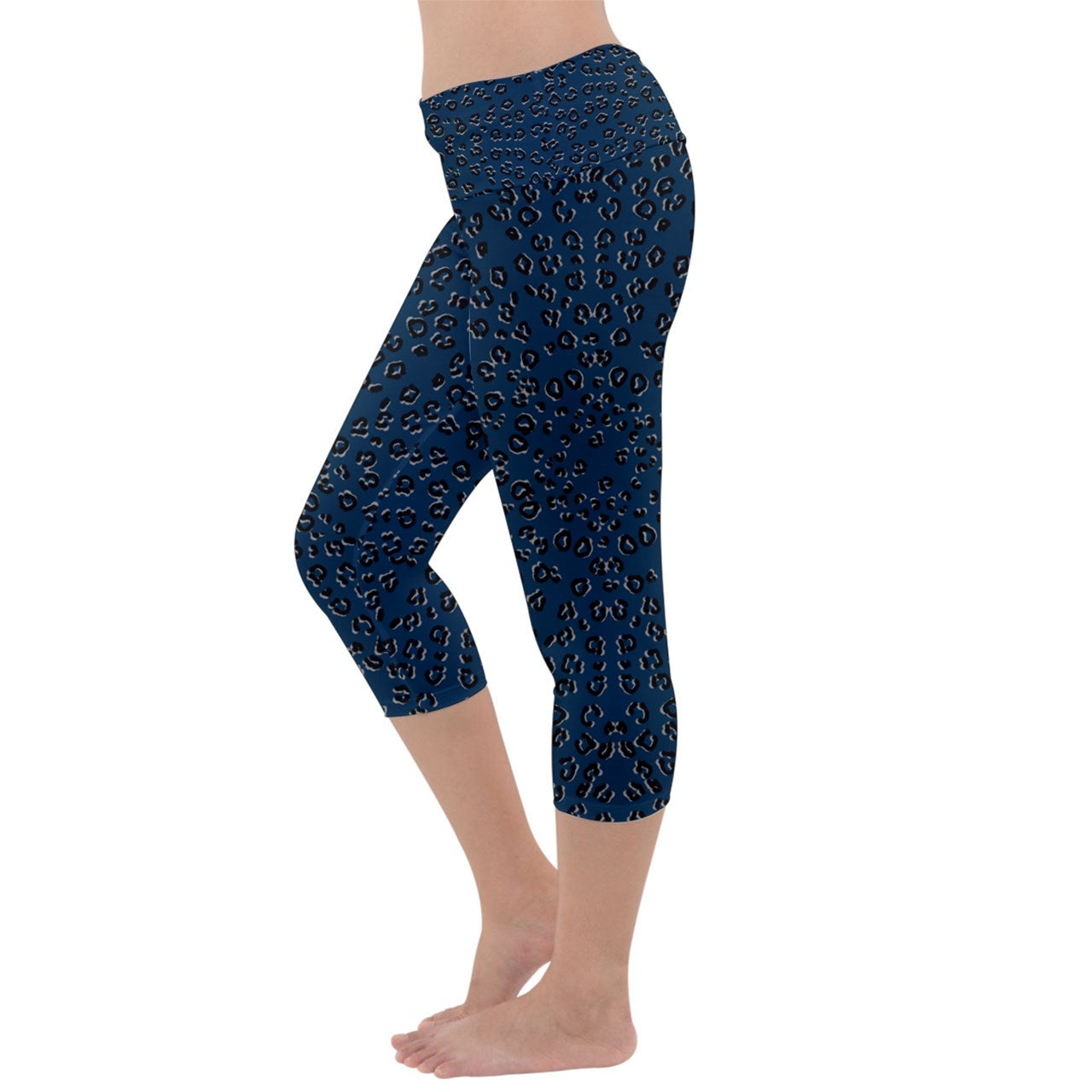 navy cheetah Capri Yoga Leggings