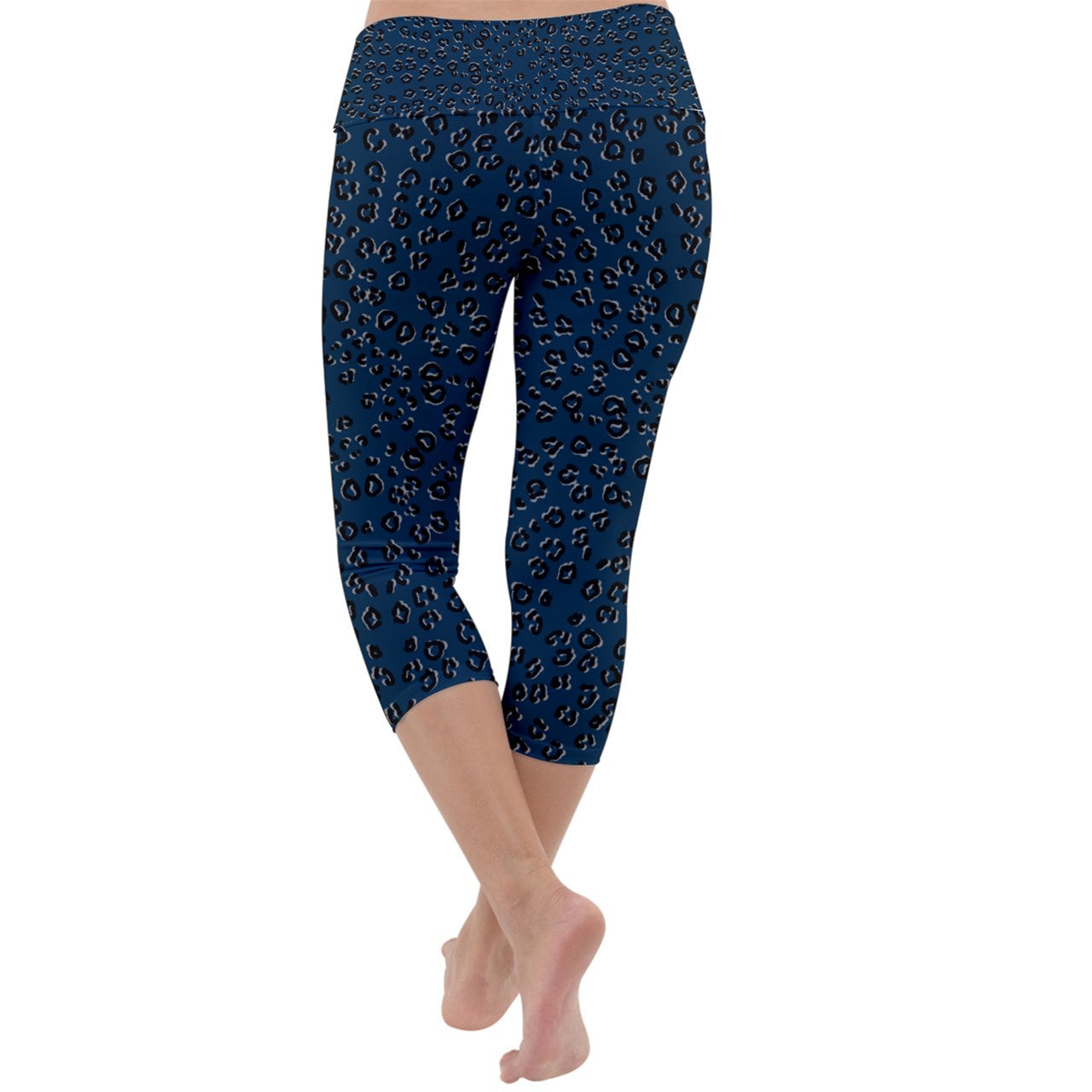 navy cheetah Capri Yoga Leggings
