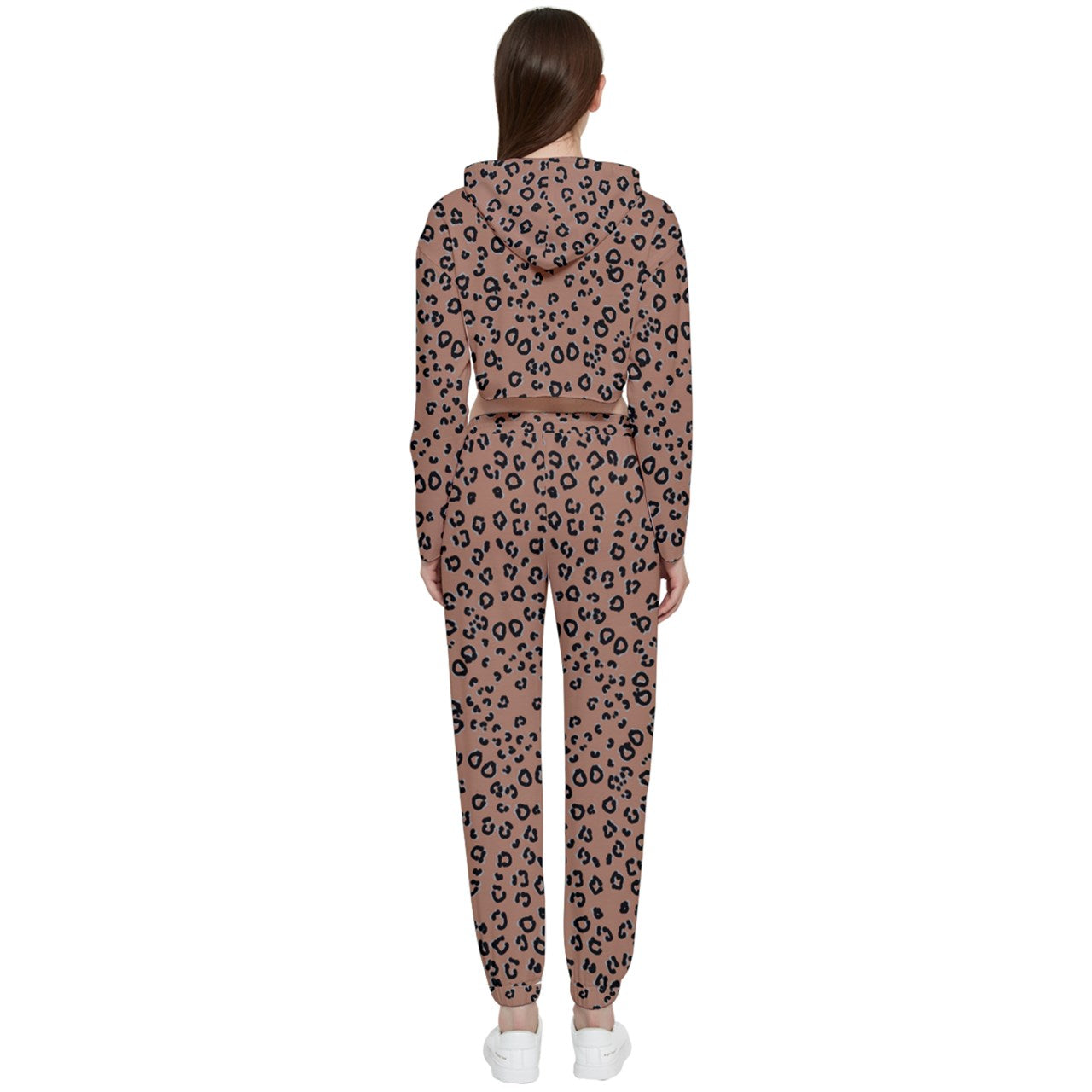 brown cheetah Cropped Track Set
