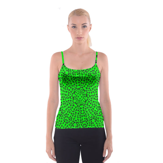 neon green cheetah Spaghetti Strap Top