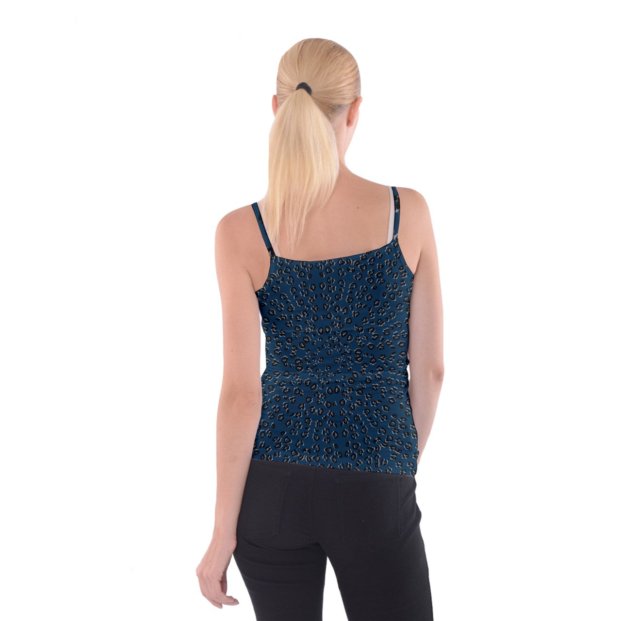 navy cheetah Spaghetti Strap Top