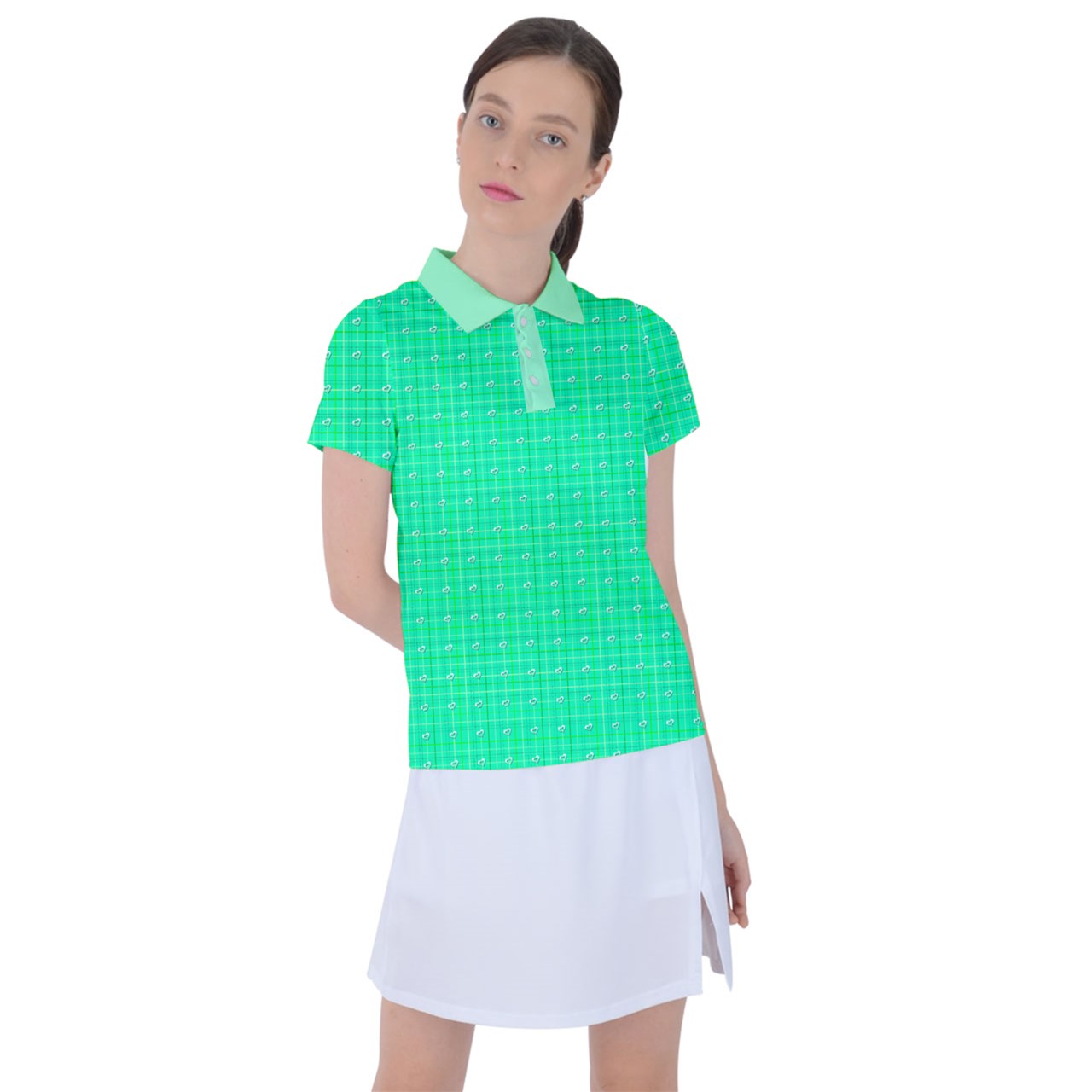 Green y2k plaid Women's Polo Tee