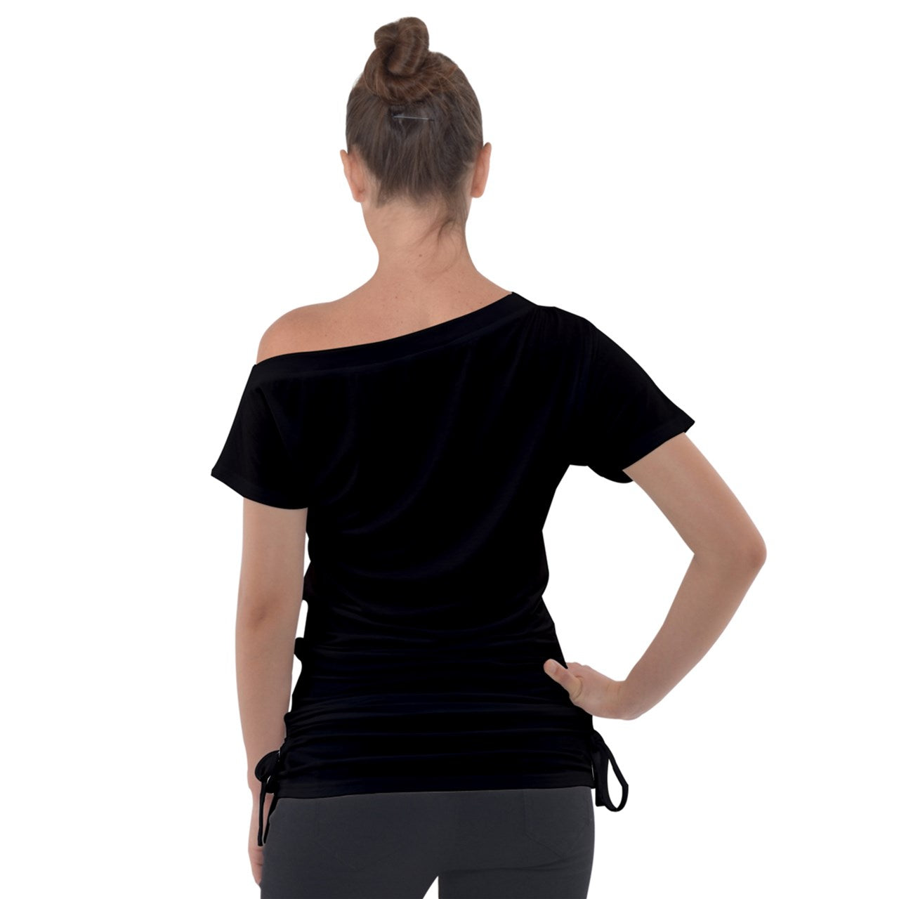 Club X Lightning Bolt Off Shoulder Tie-Up Tee