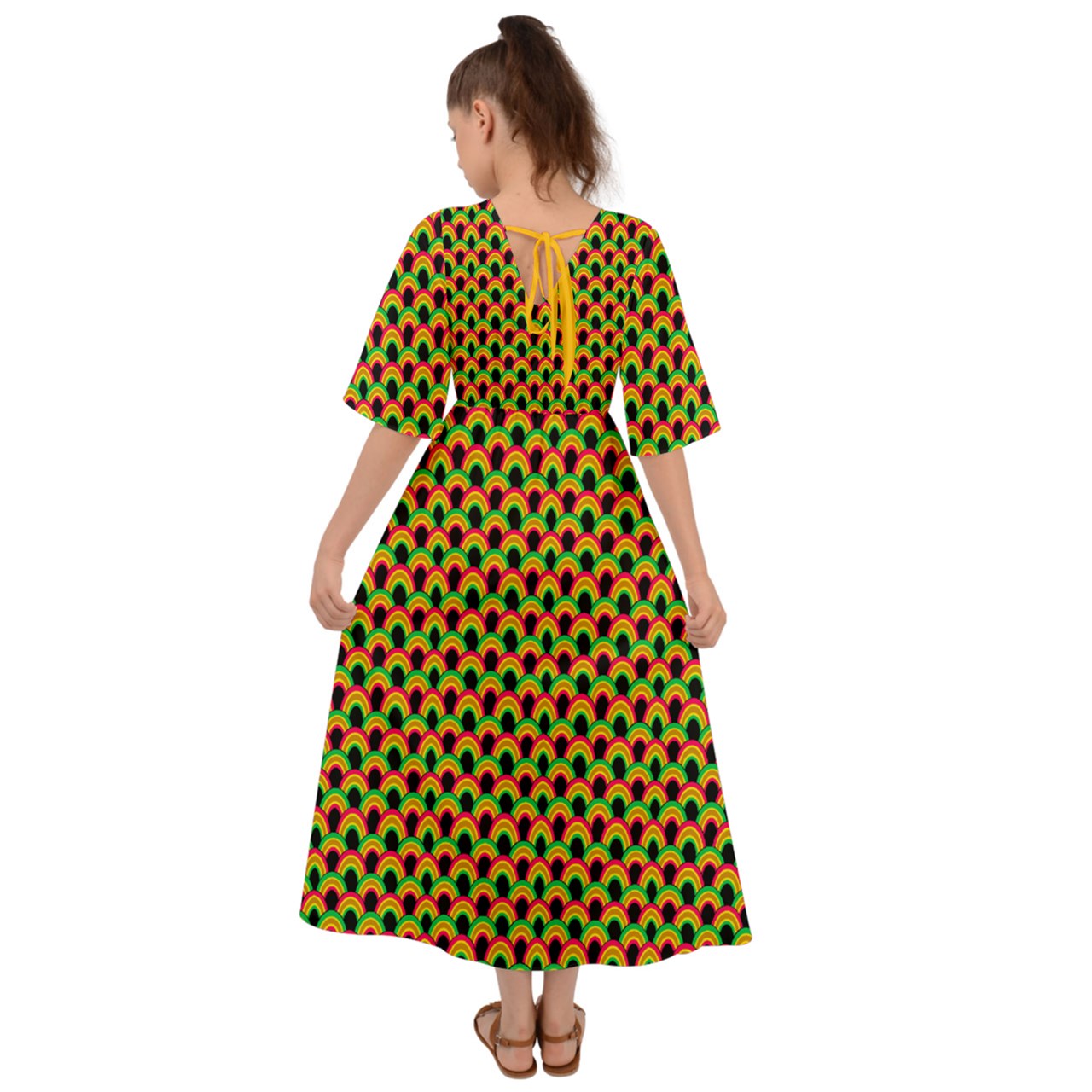 Indigo Rainbow Tile Boho Dress