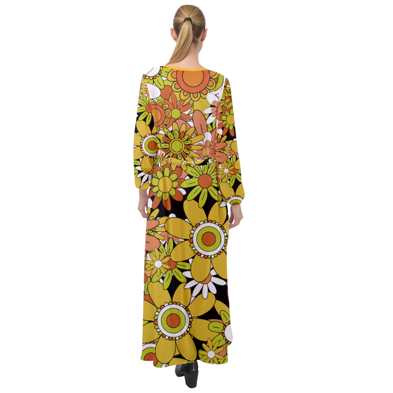 Classic Boho Flowers Maxi Chiffon Beach Robe