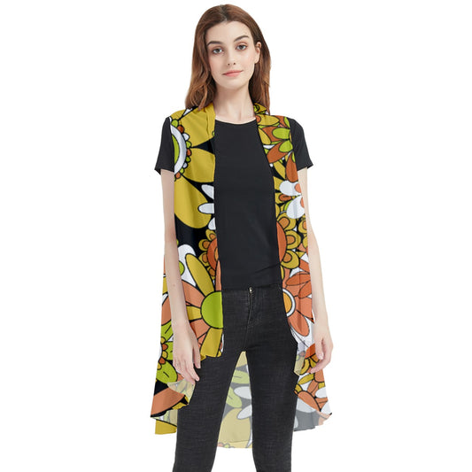 Classic Boho Flowers Sleeveless Chiffon Waistcoat Shirt