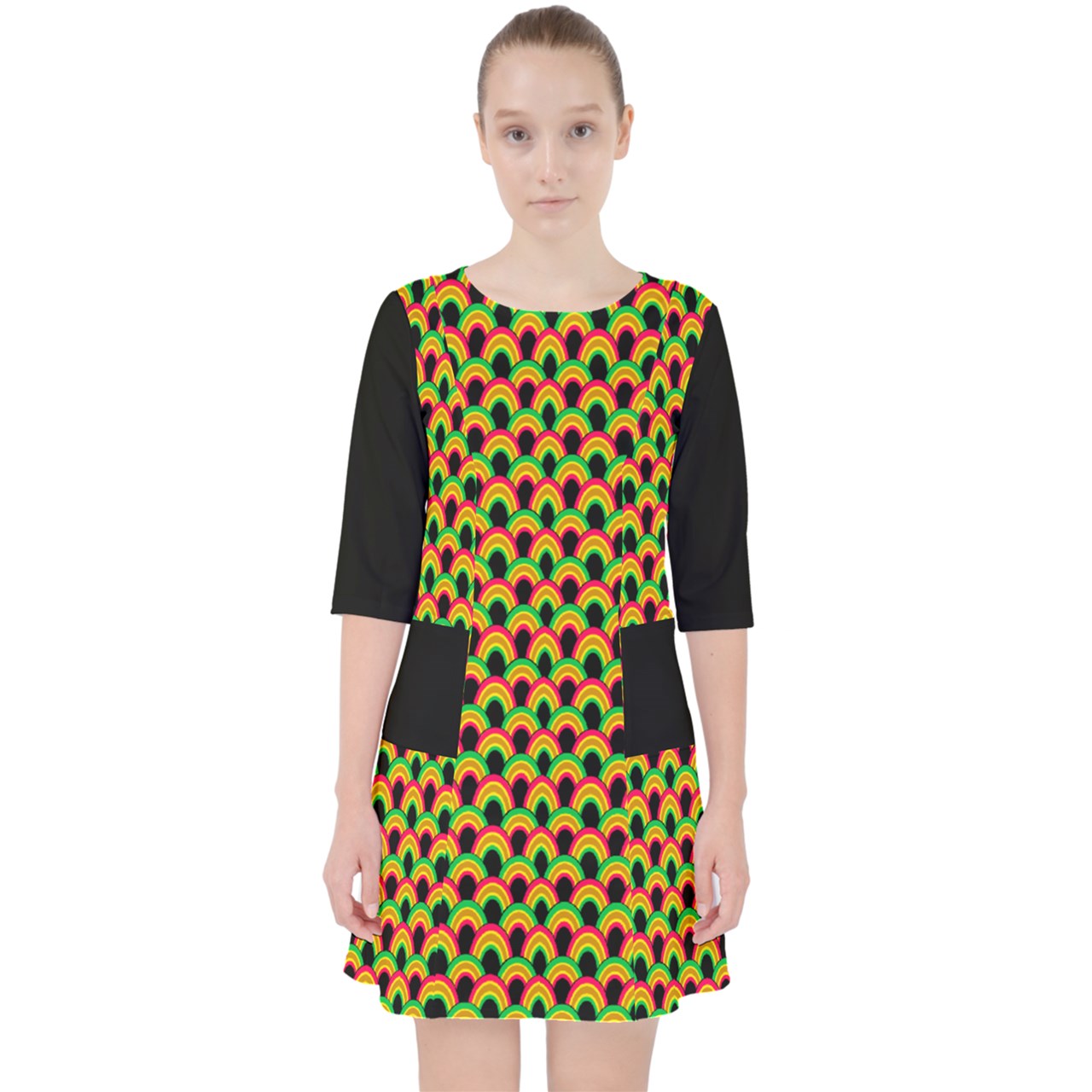 Indigo Rainbow Tile Pocket Dress