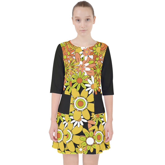 Classic Boho Flowers Pocket Dress