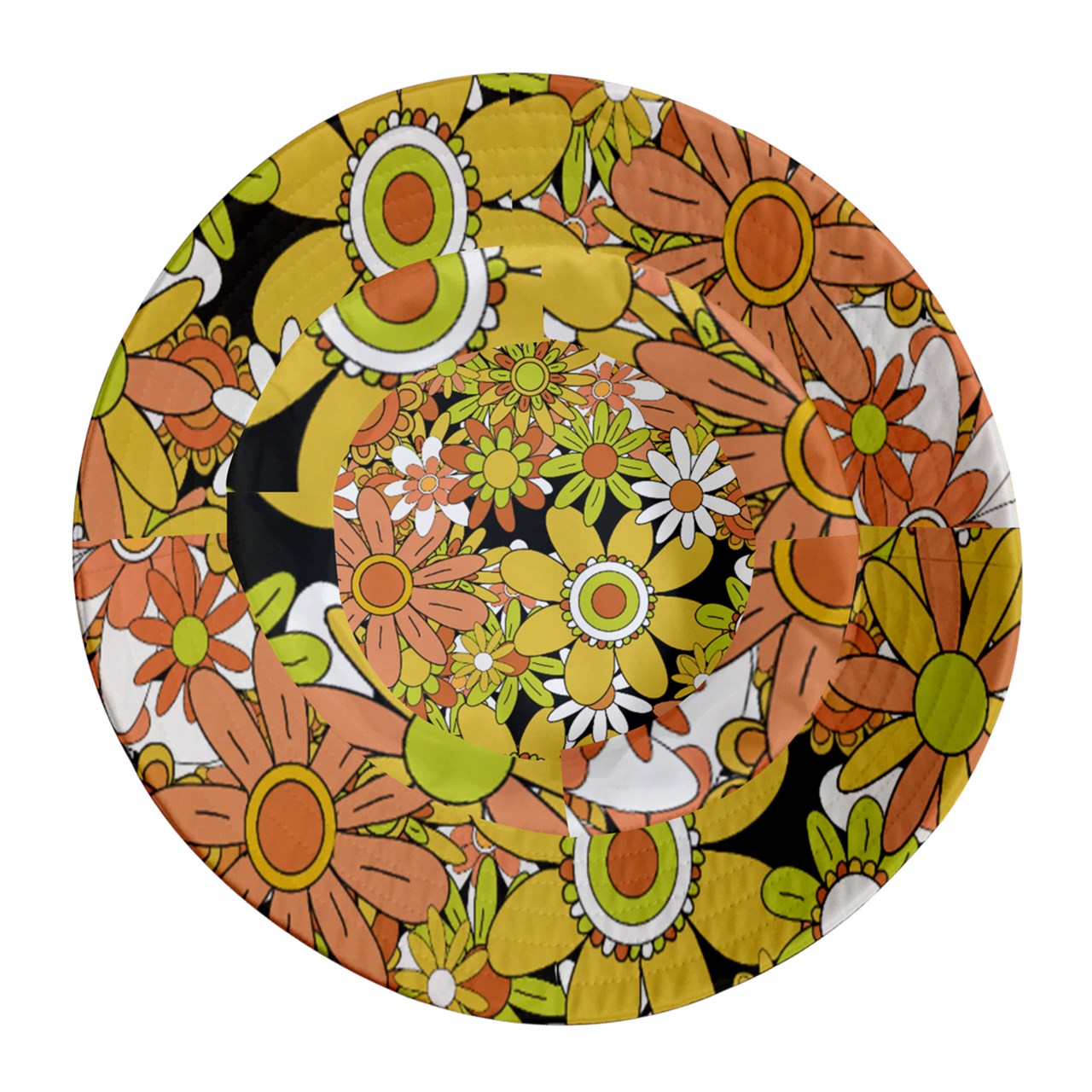 Classic Boho Flowers Inside Out Bucket Hat