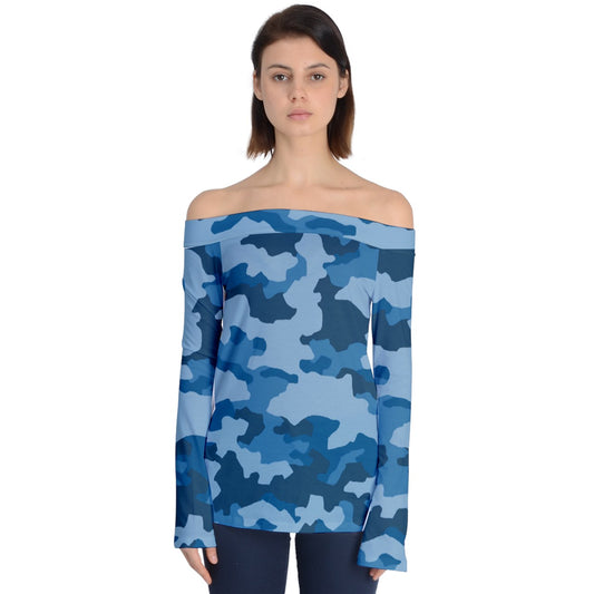 y2k Soldier Western Off Shoulder Long Sleeve Top