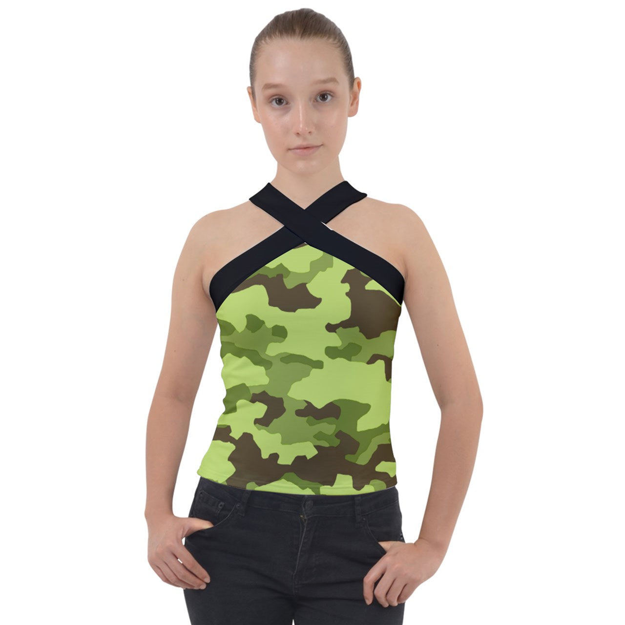 Y2k Soldier Northern Cross Neck Velour Top