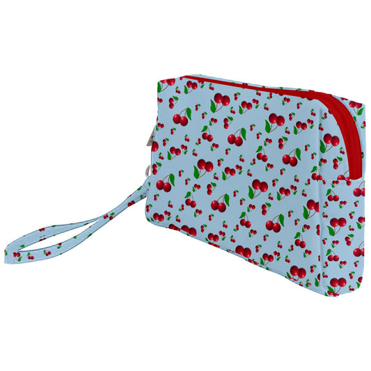 Blue Wayward Cherry Wristlet Pouch Bag (Small)