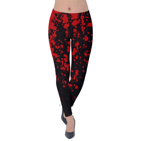 Black Blood Spatter Velvet Leggings