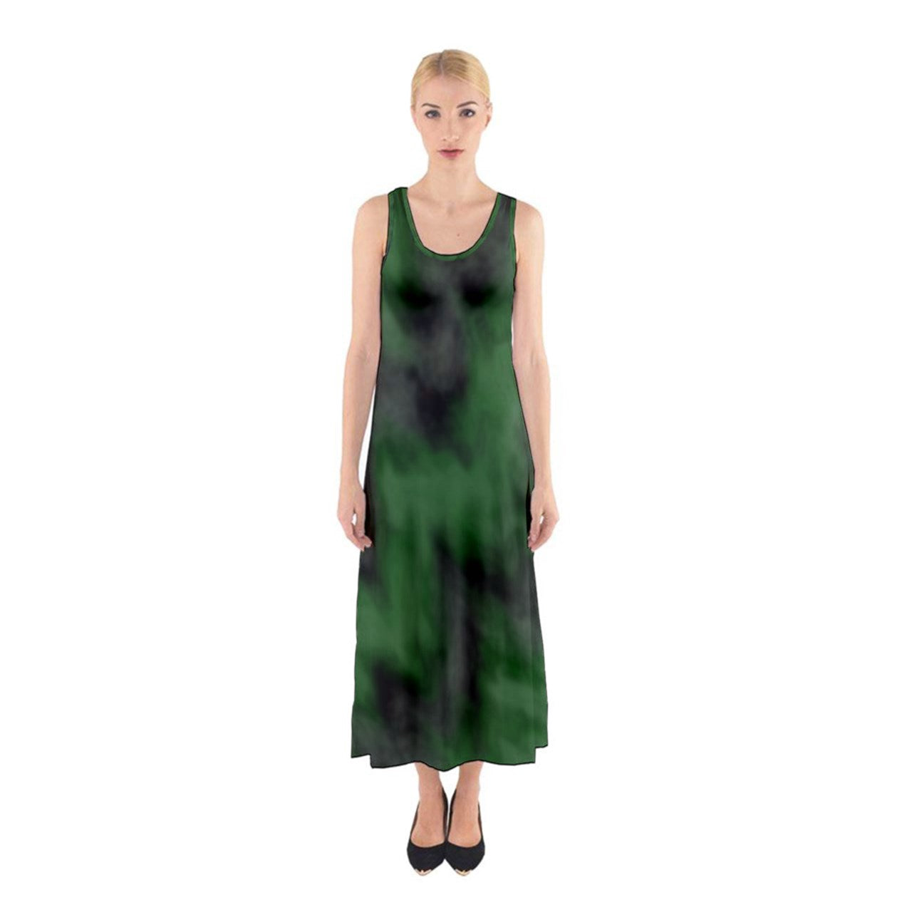 Green Tie Dye Stripe Sleeveless Maxi Underdress