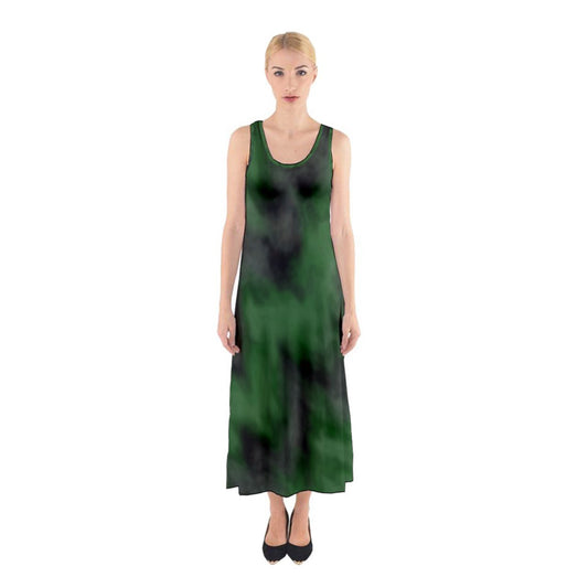 Green Tie Dye Stripe Sleeveless Maxi Underdress