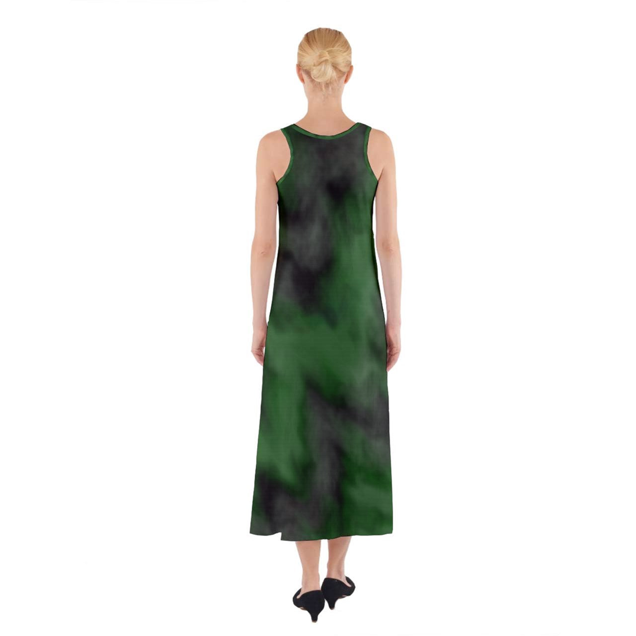 Green Tie Dye Stripe Sleeveless Maxi Underdress