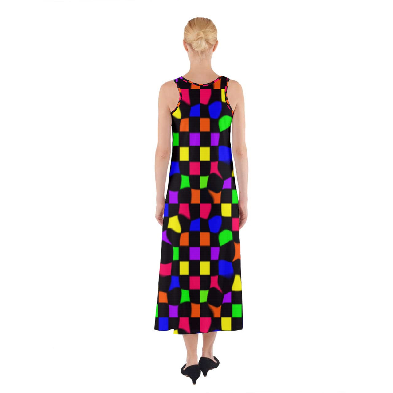 rainbow wonky checkers Sleeveless Maxi Underdress