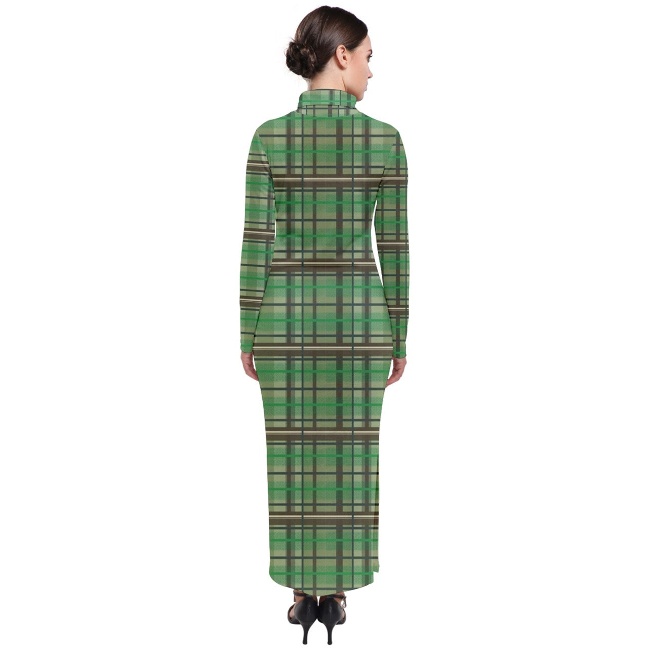 Green Academia Turtleneck Maxi Dress