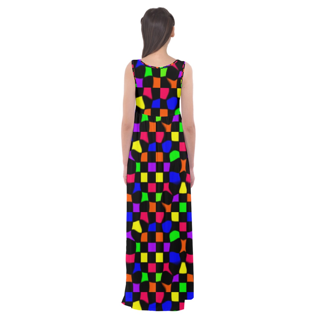 rainbow wonky checkers Empire Waist Maxi Underdress