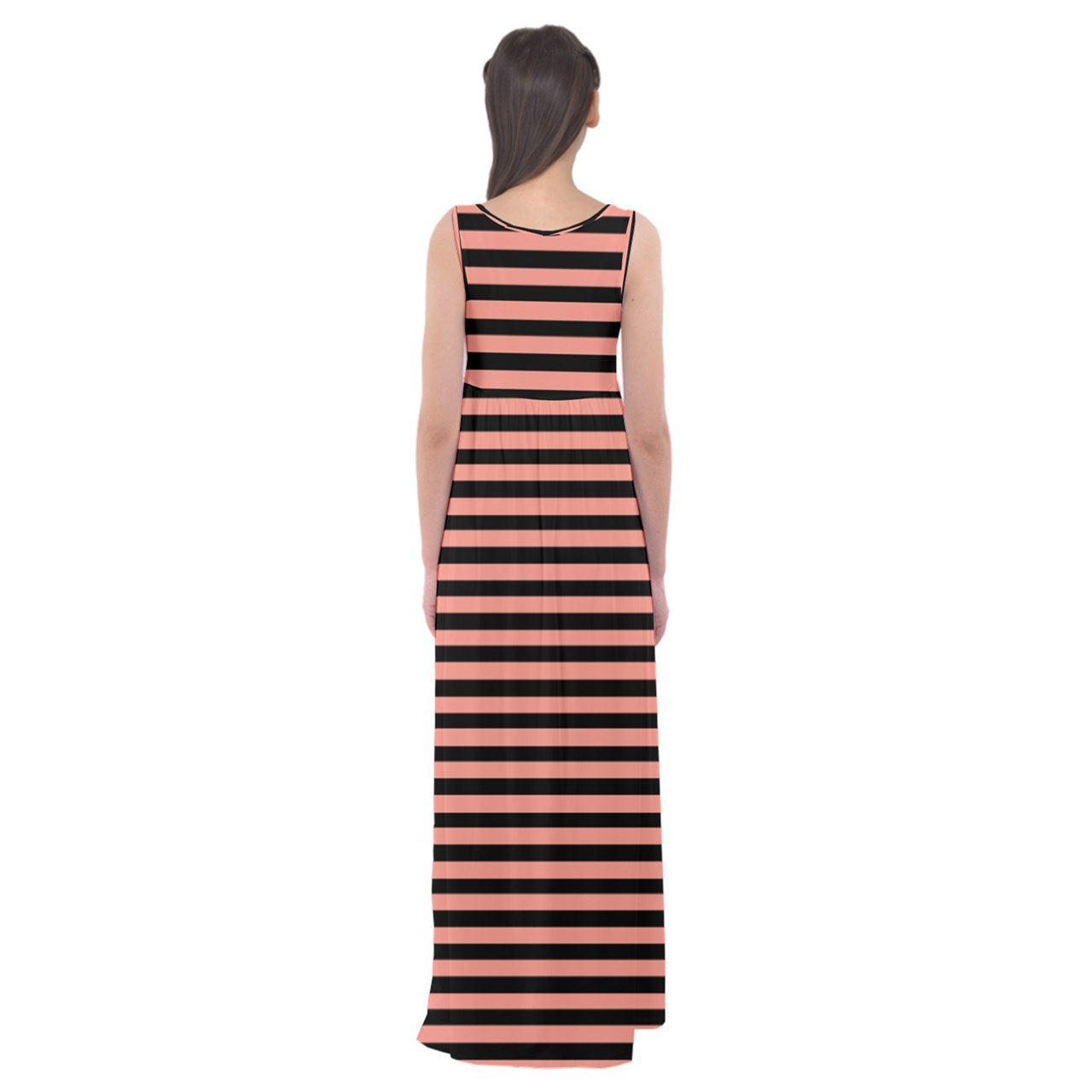 peach Bellini stripes Empire Waist Maxi Underdress