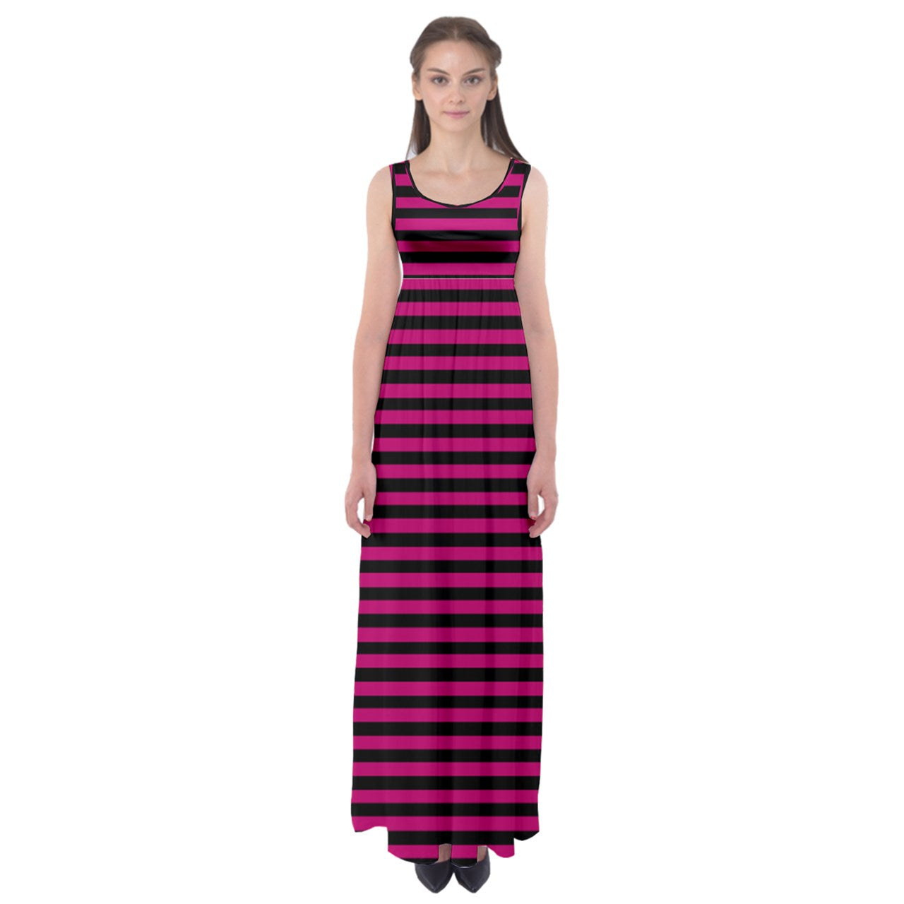 sweet magenta stripes Empire Waist Maxi Underdress