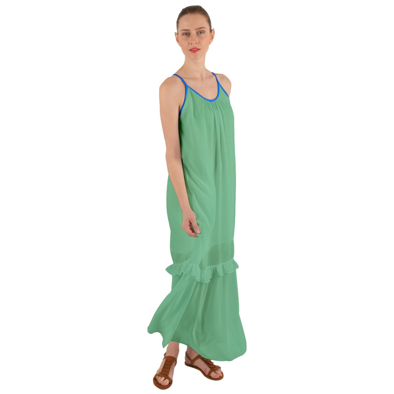 Mint Milk Cami Maxi Ruffle Chiffon Underdress