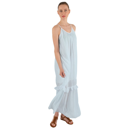 Icee Blue Cami Maxi Ruffle Chiffon Underdress