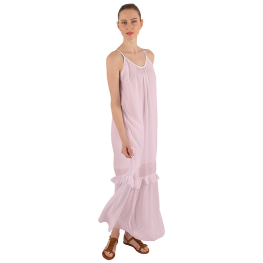 Icee Pink Cami Maxi Ruffle Chiffon Underdress