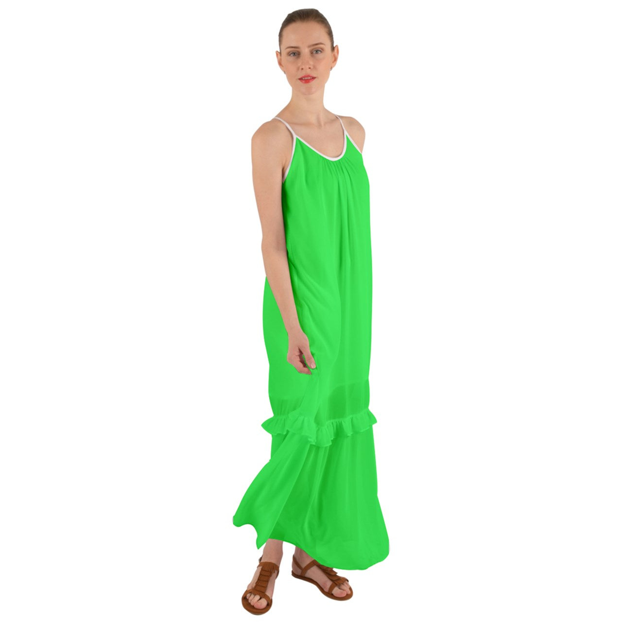 Hot Green Cami Maxi Ruffle Chiffon Undredress