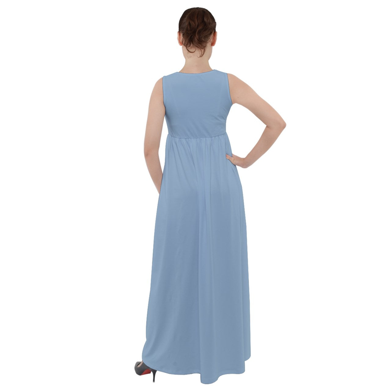 Aqua Smoke Empire Waist Velour Maxi Underdress