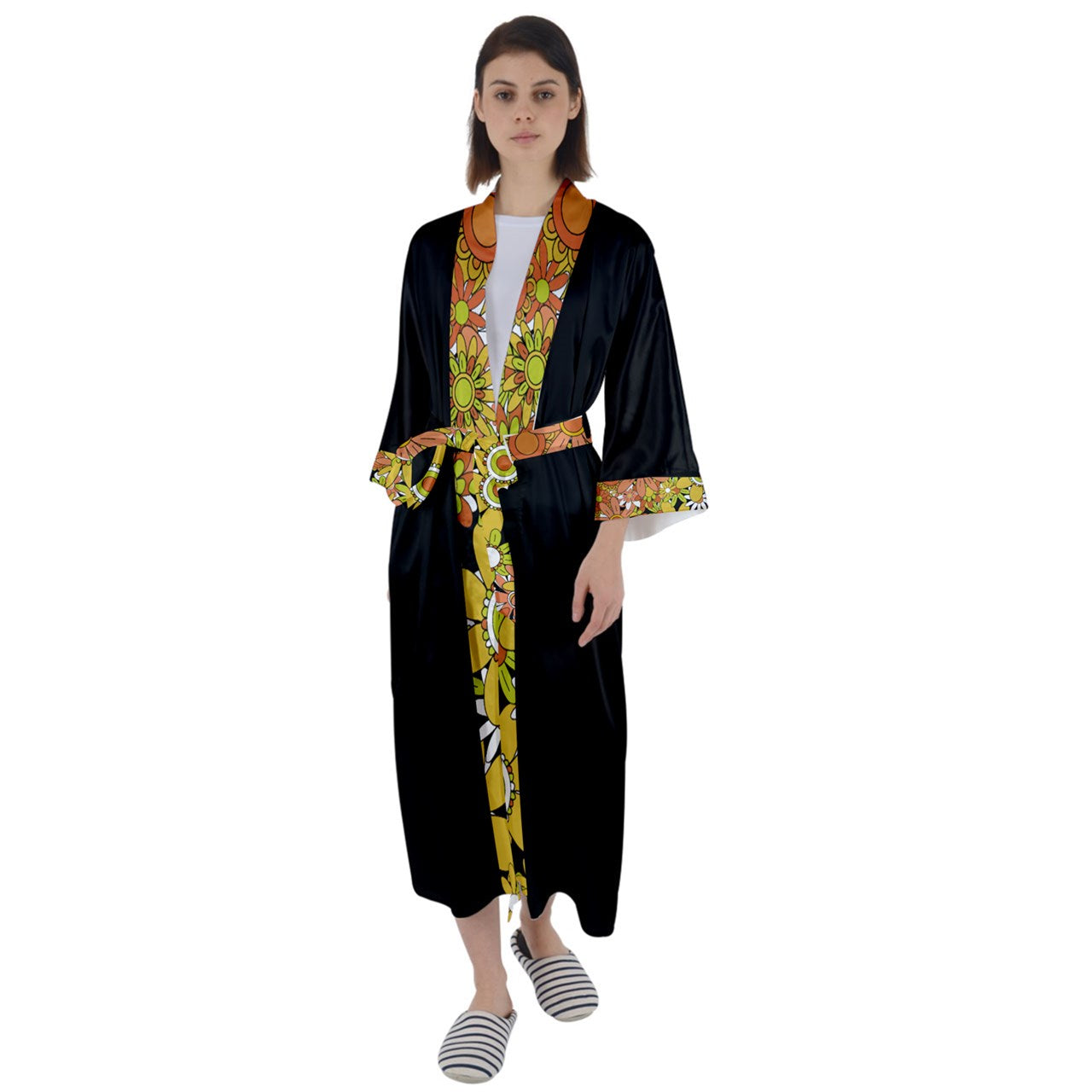 Sweet Charcoal Maxi Satin Robe