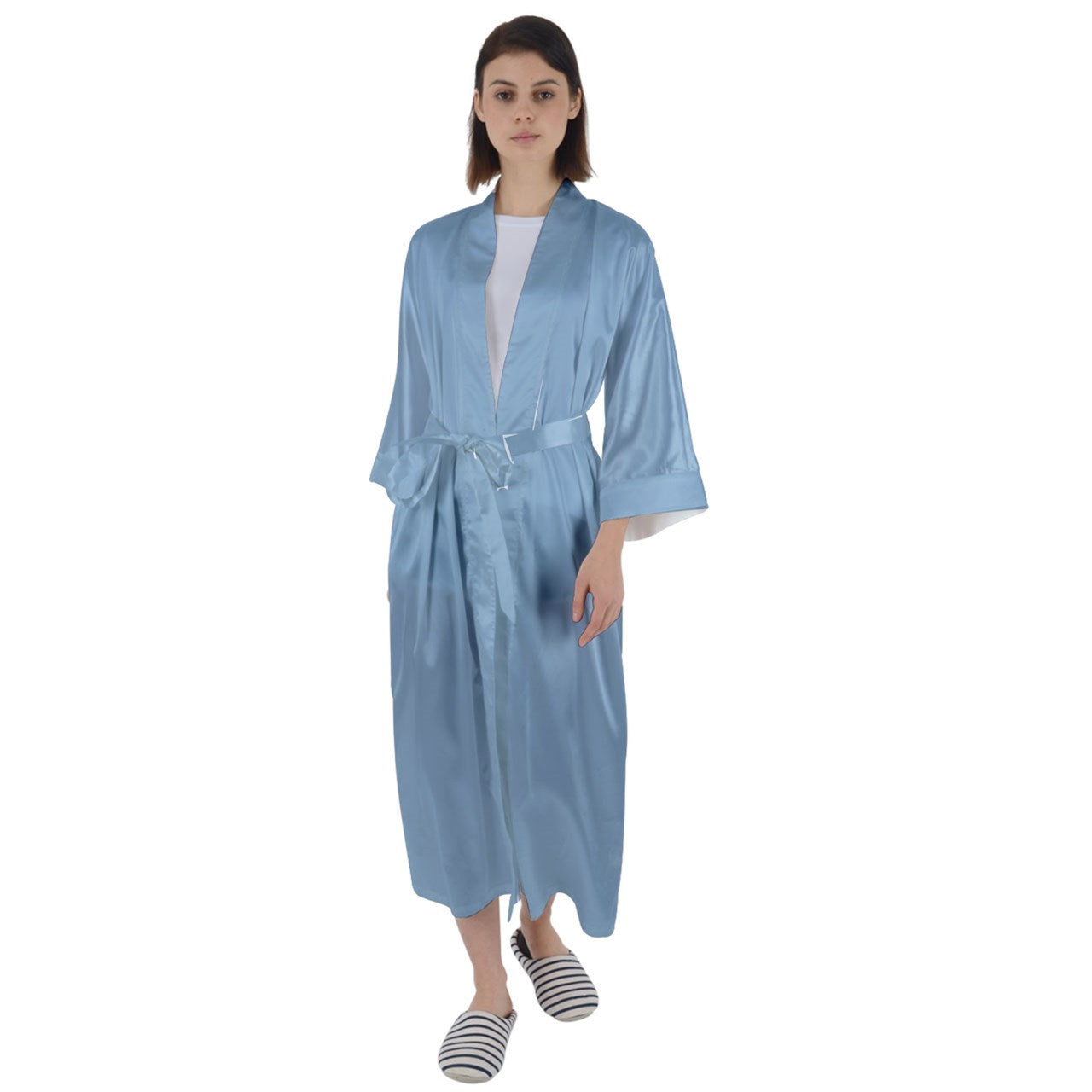 Aqua Smoke Maxi Satin Robe