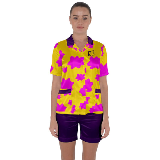 Sue C's Grown Up Satin Short Sleeve Pajamas Set