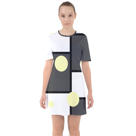 Noir Mod Bubble Short Sleeve Mini Dress