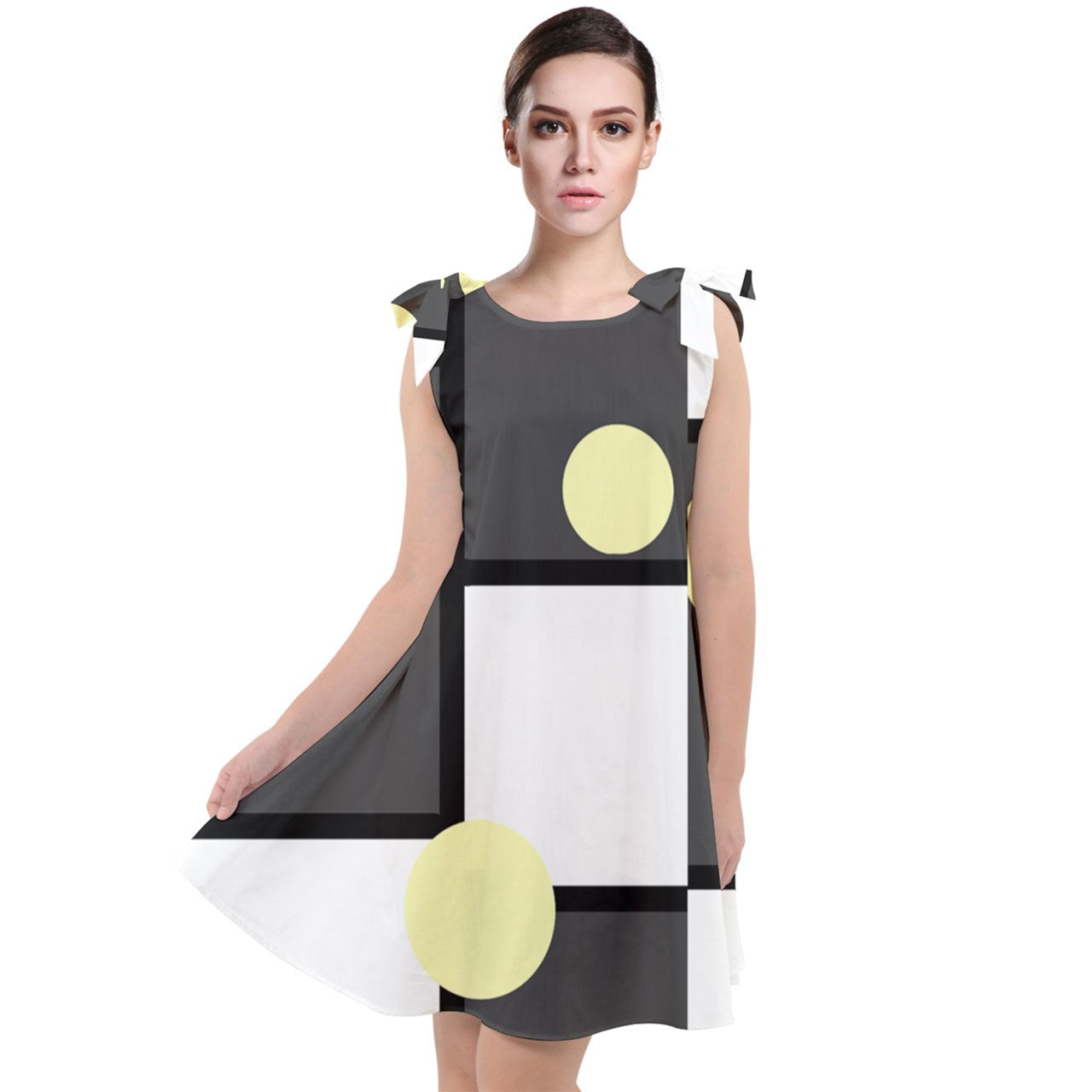 Noir Mod Bubble Tie Up Tunic Dress