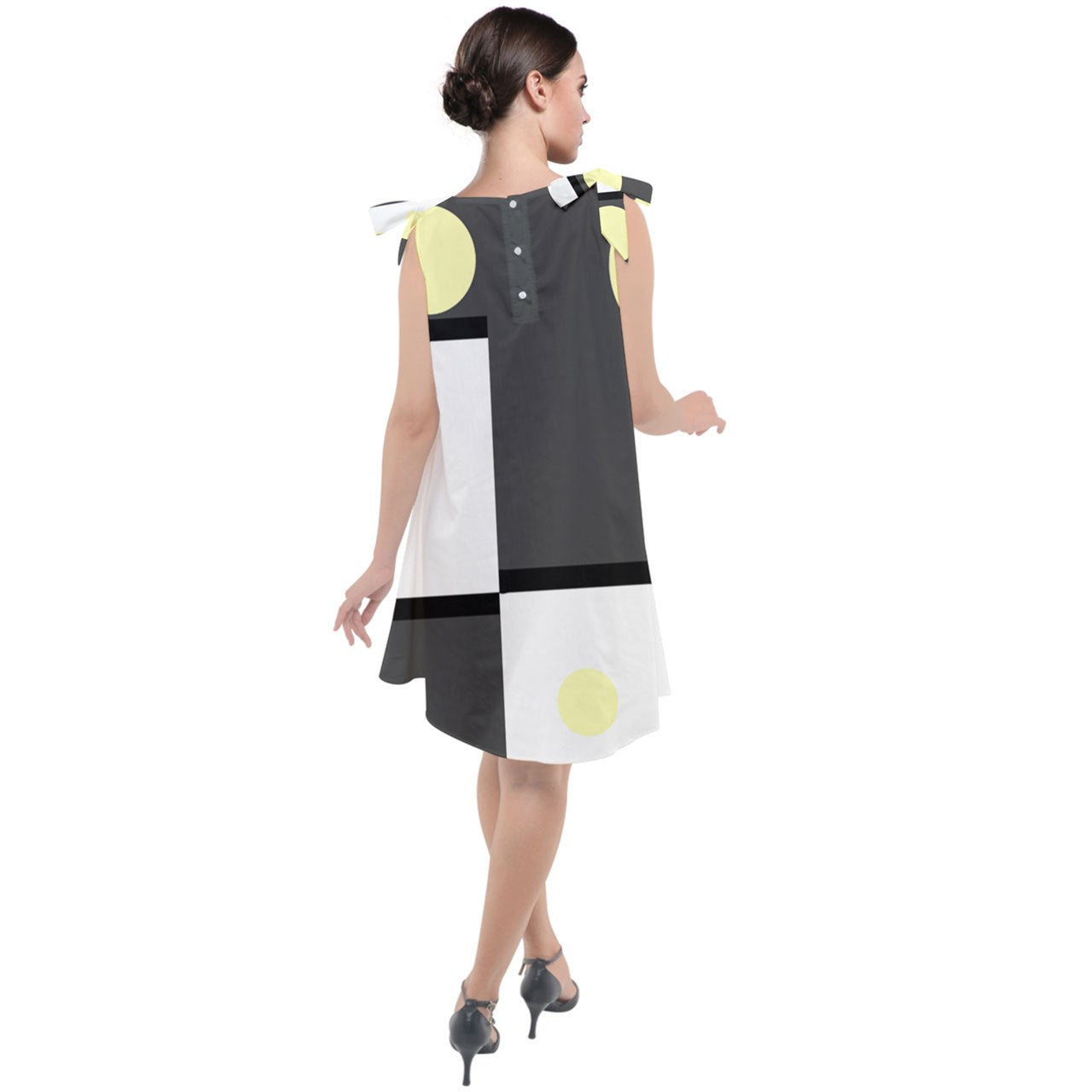 Noir Mod Bubble Tie Up Tunic Dress