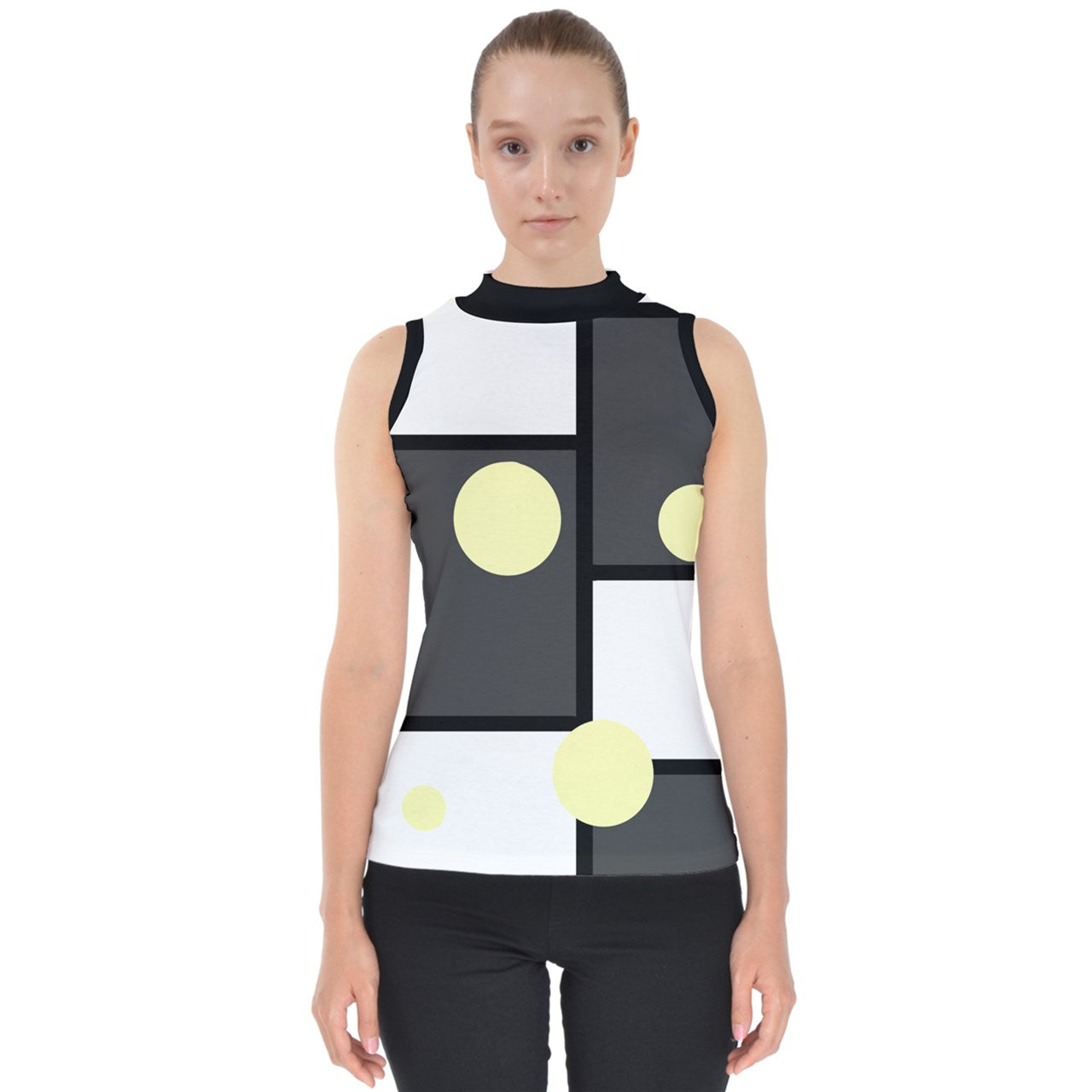 Noir Mod Bubble Mock Neck Shell Top