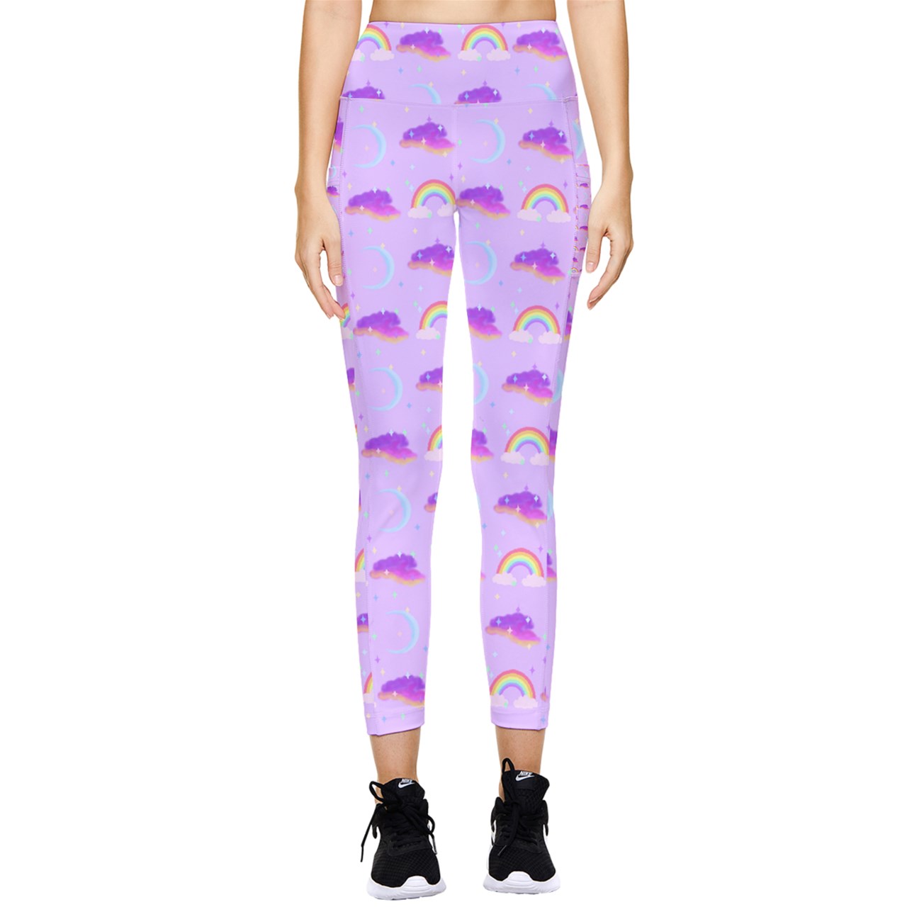 Rainbow Moon Watercolor Pocket Leggings