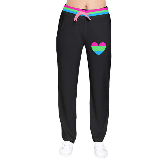DL Poly6 Flag Heart Velvet Sweat Pants