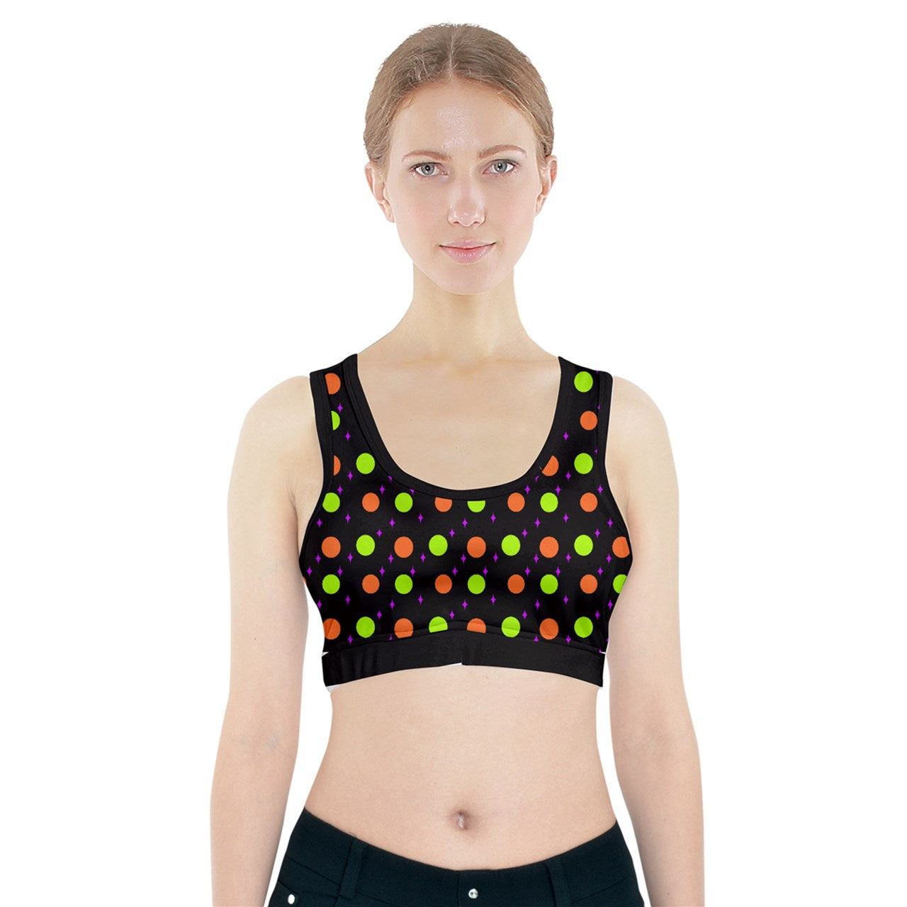 Hallows Night Polka Dots Sports Bra With Pocket