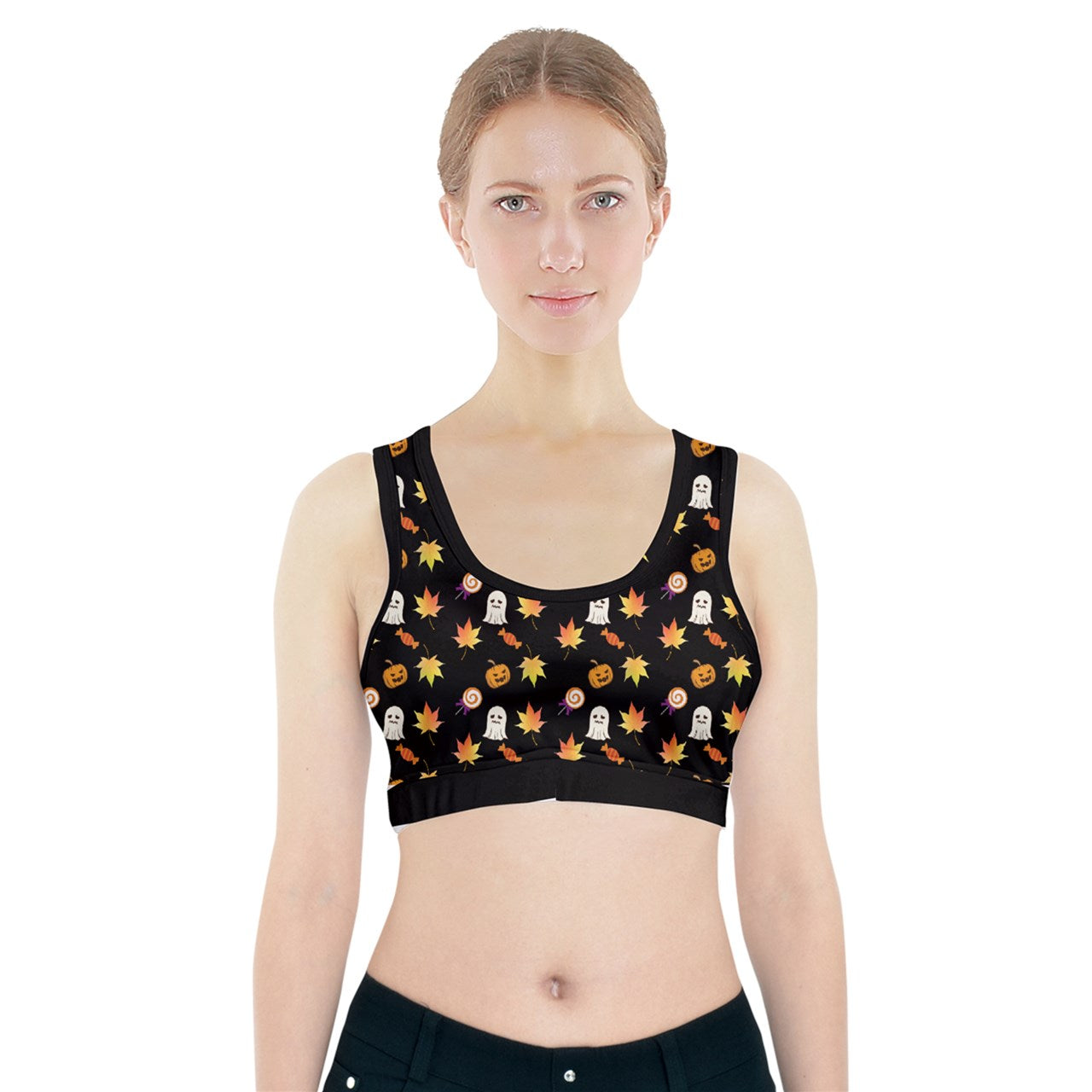 Jack-O Sweet Leaf Sports Bra With Pocket