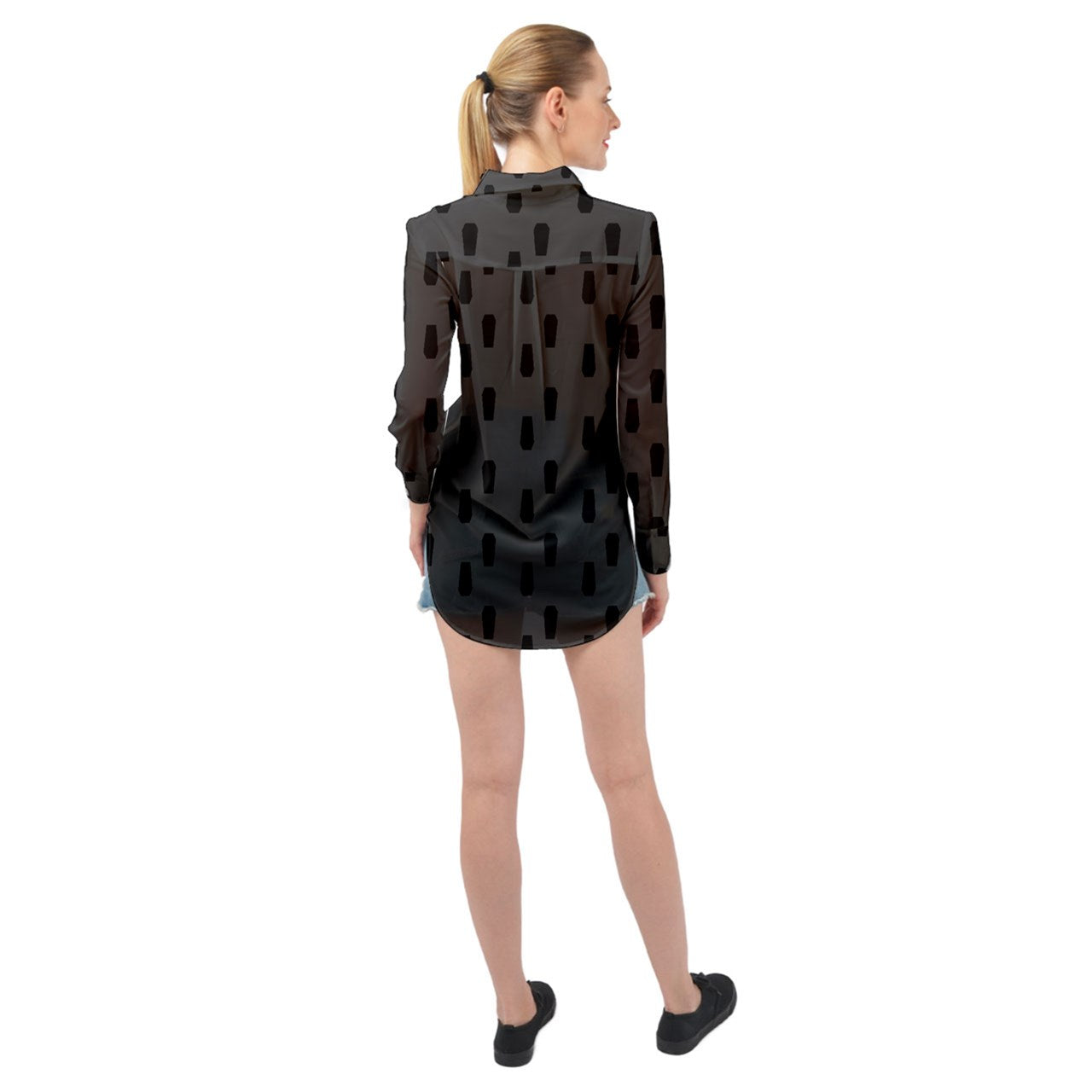 Coffin Tile Long Sleeve Chiffon Shirt