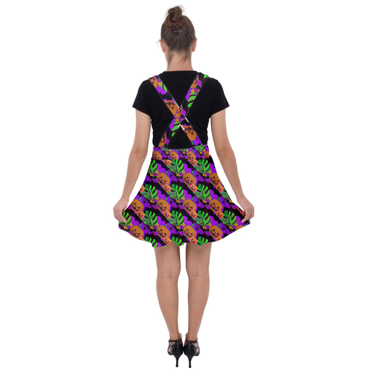 Pumpkin In The Clouds Velvet Suspender Skater Skirt