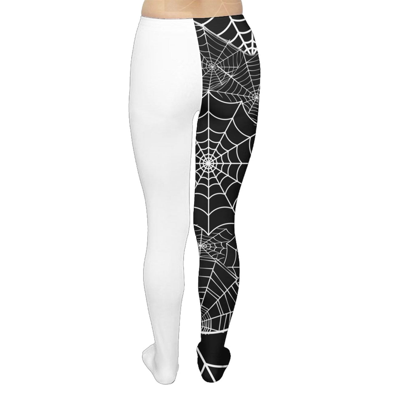 Black Web White Block Tights