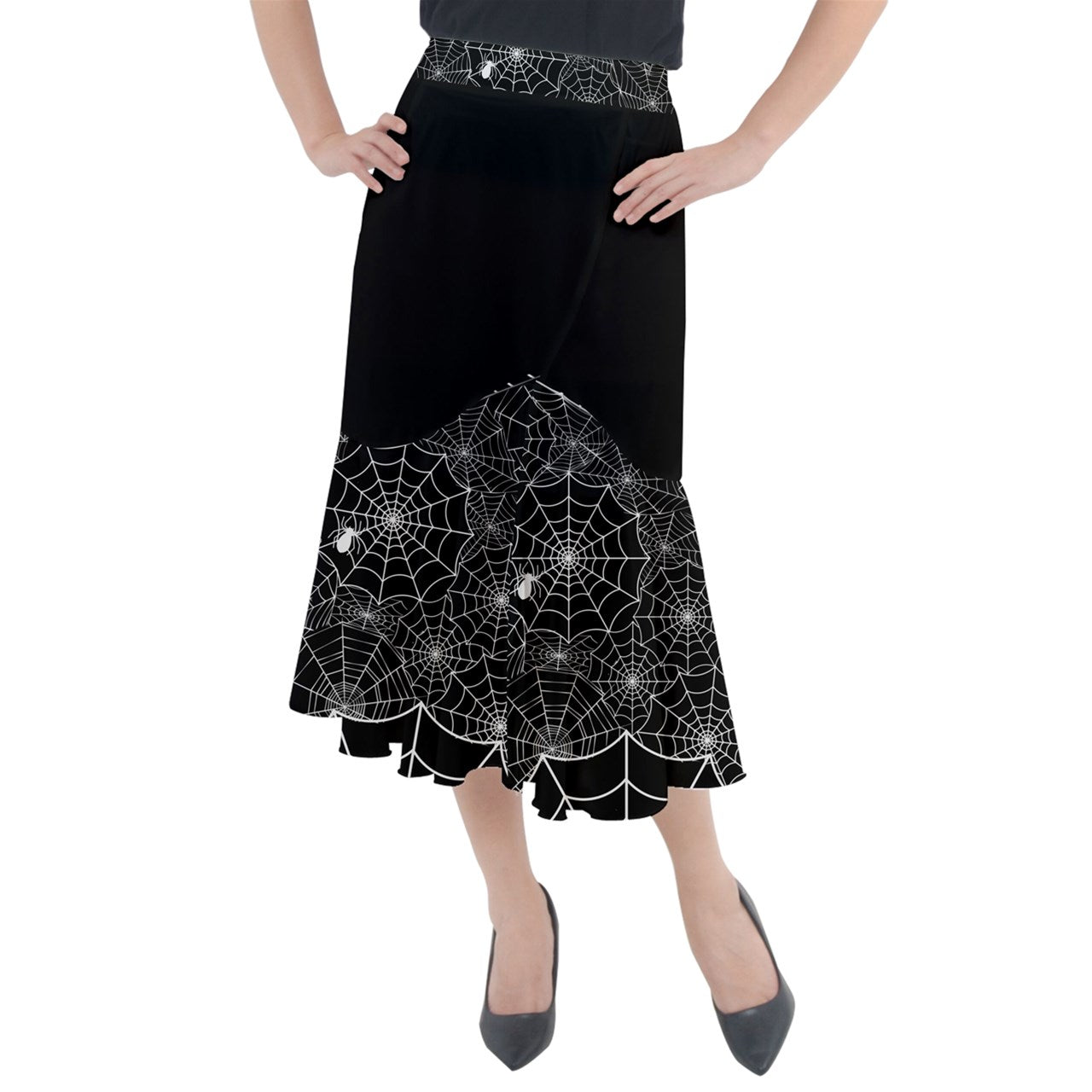 Black Web Black out Belted Mermaid Skirt