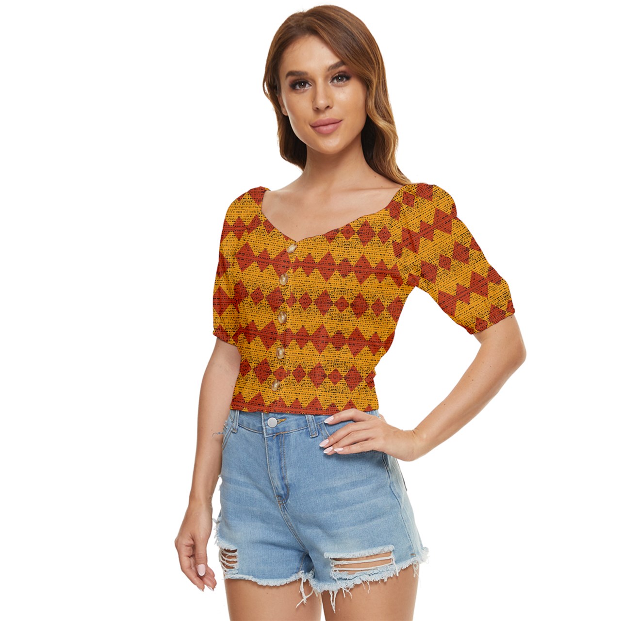 Red Knight Spots Button up blouse