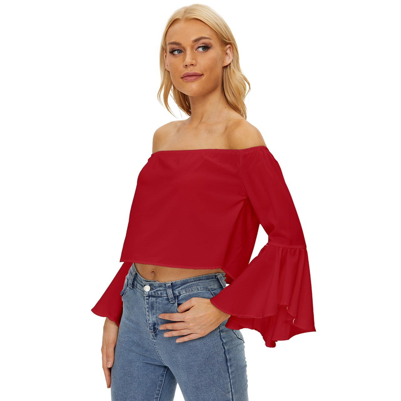 Romance Off Shoulder Flutter Bell Sleeve Top