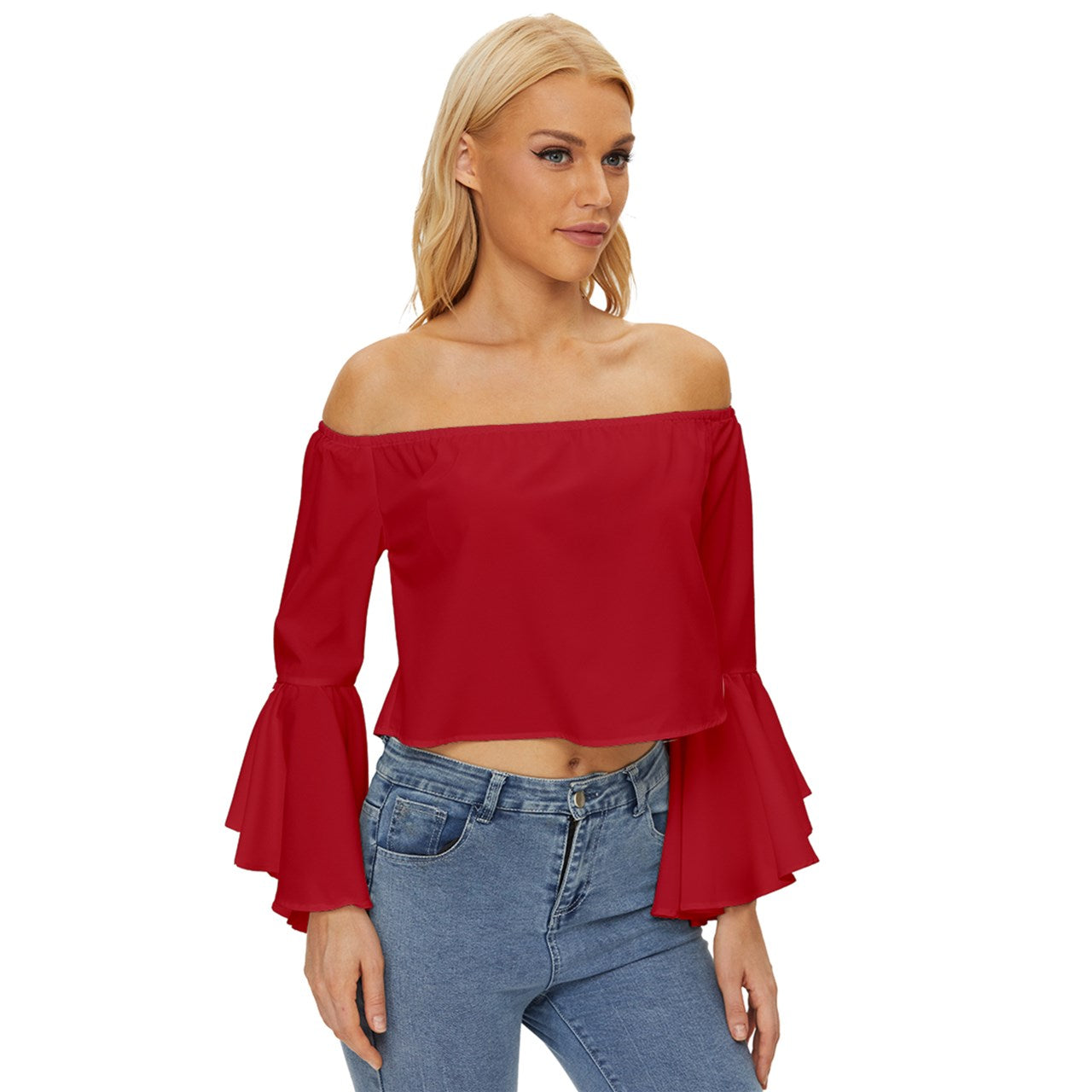 Romance Off Shoulder Flutter Bell Sleeve Top