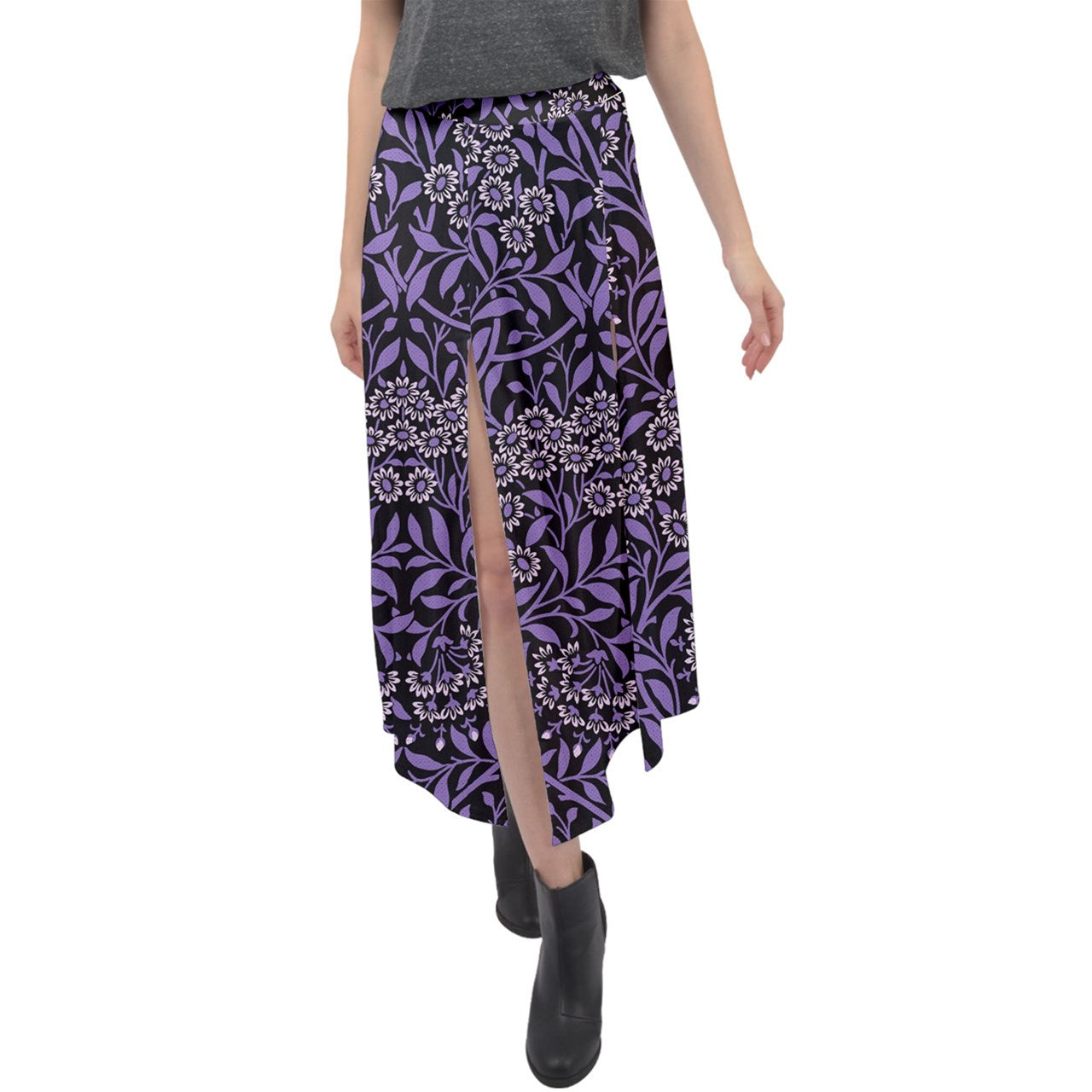 Moonlight Bloom Velour Split Maxi Skirt