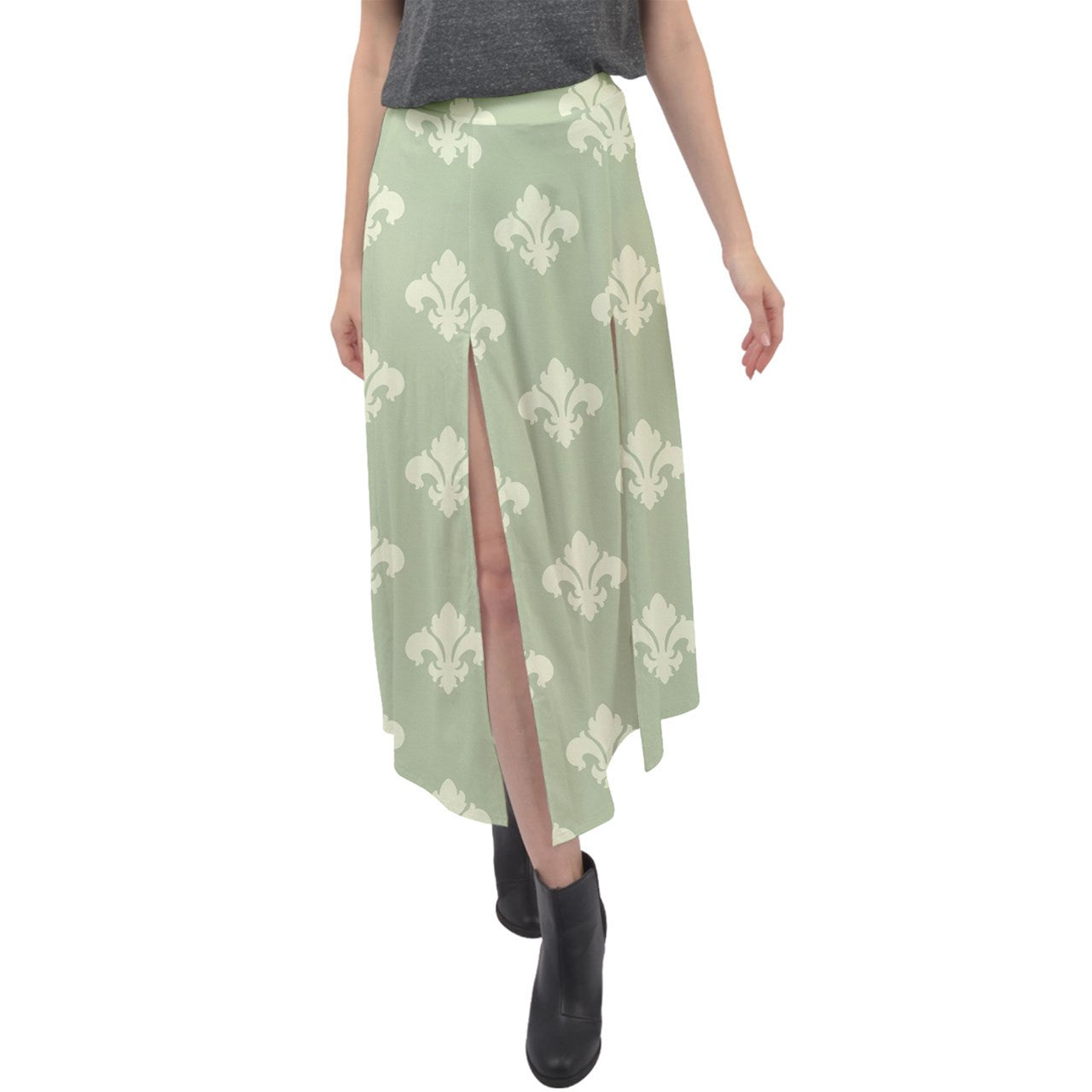 Truffle Mint Velour Split Maxi Skirt